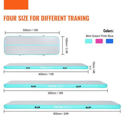 Opblaasbare Gymnastiekmat – Air Track – Tumbling Mat – Trainingsmat – Gym Mat – 13ft Lengte – Inclusief Elektrische Luchtpomp – Duurzaam PVC Material