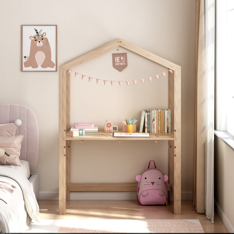 Kinderbureau – Kindertafel – Kinderwerktafel – Speeltafel – Knutseltafel – Verstelbaar in hoogte – Massief grenenhout – 110x50x160 cm – Natuurlijke kleur