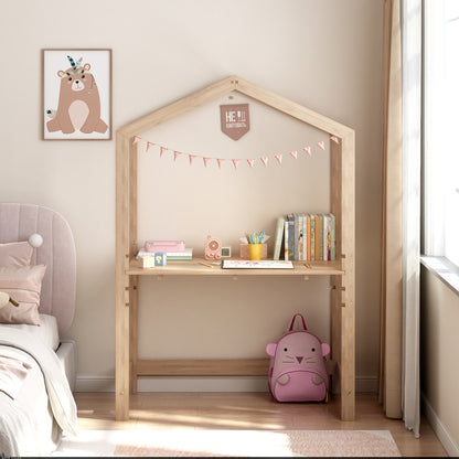 Kinderbureau – Kindertafel – Kinderwerktafel – Speeltafel – Knutseltafel – Verstelbaar in hoogte – Massief grenenhout – 110x50x160 cm – Natuurlijke kleur