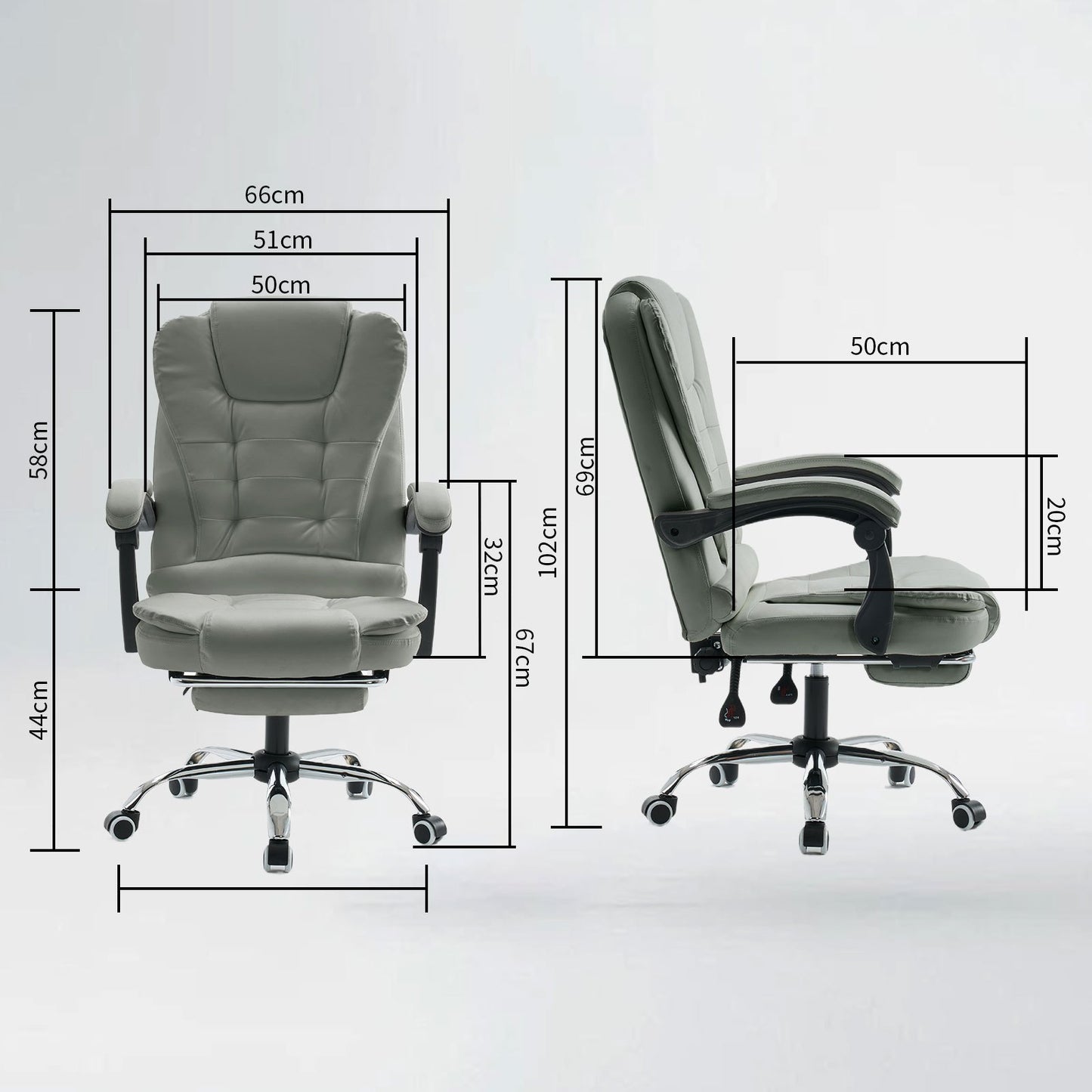 Home Office Office Chair, Height Adjustable Padded Computer Chair, High Back Chair with Cushioned Armrests and Retractable Footrest, Manager Chair for Home Office Study Meeting Room