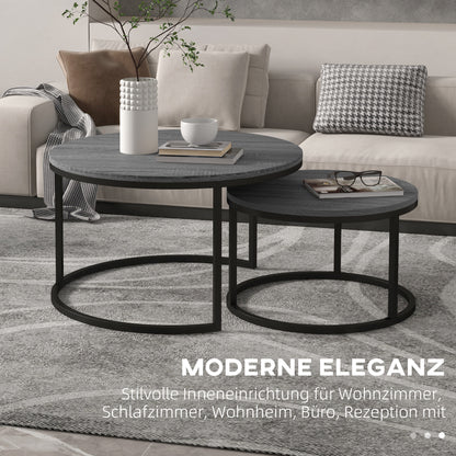 Salontafel – Koffietafel – Bijzettafel – Sofa Tafel – Woonkamertafel – Zwart Metalen Frame – Stapelbaar Design