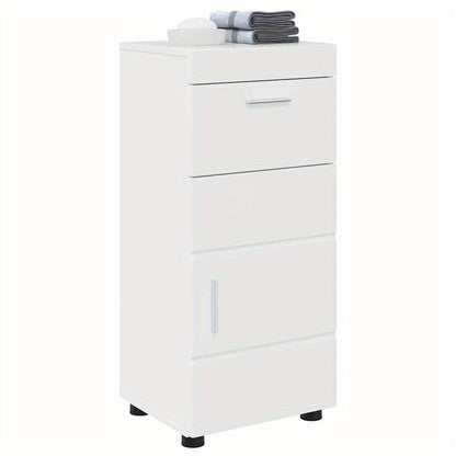 Hoogglans Witte Badkamerkast – Badmeubel – Opbergkast – Badkamerkastje – Kastje – Compact Formaat 37x31,5x82 cm – Duurzaam Verwerkt Hout
