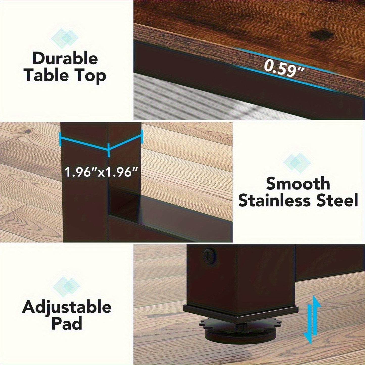 Eettafel – Eettafels – Keukentafel – Tafel – Eetkamertafel – Extra Lang – Stevig Metaal en Hout – Geschikt voor 4-6 Personen