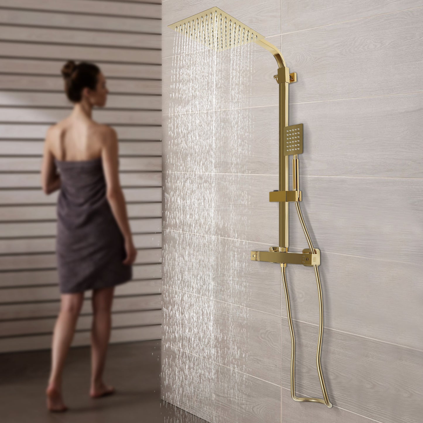 Badkraan – Badmengkraan – Wandkraan – Badmengkraan Met Handdouche – Badthermostaat – Thermostatisch – Messing – Duurzaam Met Watervaluitloop