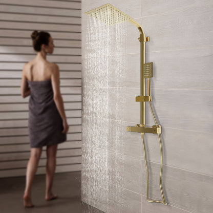 Badkraan – Badmengkraan – Wandkraan – Badmengkraan Met Handdouche – Badthermostaat – Thermostatisch – Messing – Duurzaam Met Watervaluitloop