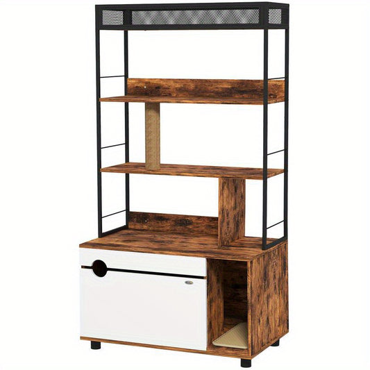 Kattenkrabpaal – Kattenboom – Krabpaal – Krabmeubel – Kattenhuis – 3 Laags – Afneembare Kattenbaklade – Ruim & Stevig 152 cm Hoog