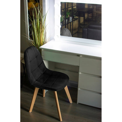 Eetkamerstoel – Stoel – Kuipstoel – Set Van 4 – Zwarte Velvet Bekleding – Beukenhouten Poot – Ergonomische Rugleuning – Draagvermogen 130 kg