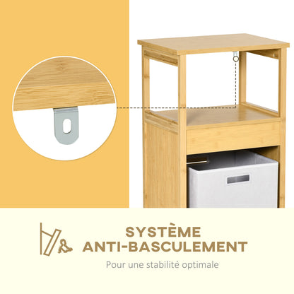 Bamboe Badkamermeubel – Wasmand Kast – Opbergmeubel – Smal Kastje – Compact Meubel – Ruimtebesparend – Verhoogde Poten – Duurzaam Bamboe