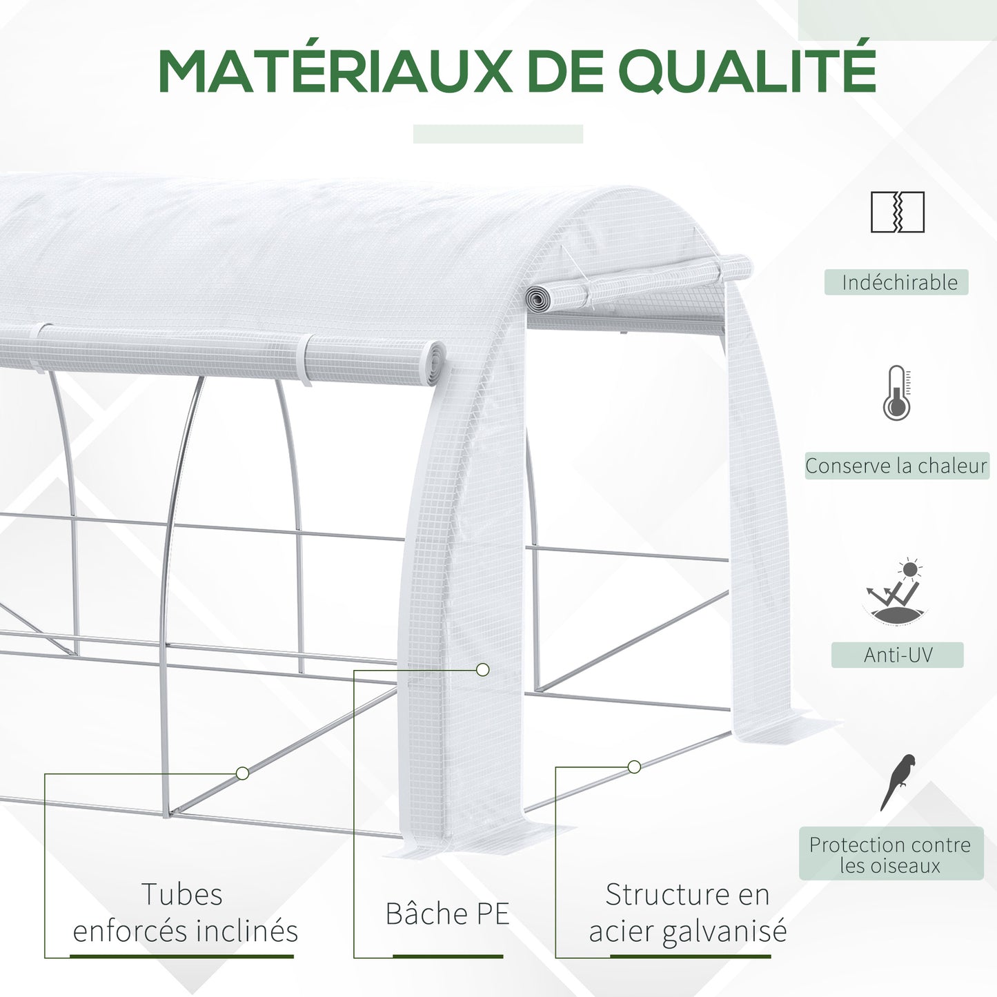 Tunnelkas – Serre – Kweekkas – Groentetunnel – Tuinkas Zwart – 12 m² – Gegalvaniseerd Stalen Frame – UV-Bescherming PE Afdekhoes