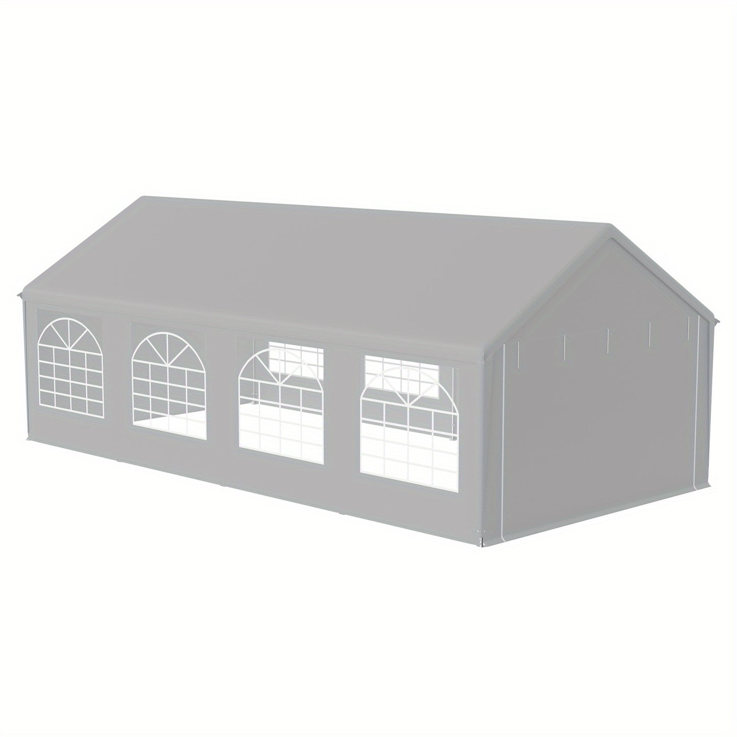 Partytent – Tuinkamer – Feesttent – Evenemententent – Grijze Partytent 4x8 meter – Stevig Gegalvaniseerd Stalen Frame – PE Dak Met Afneembare Zijwanden