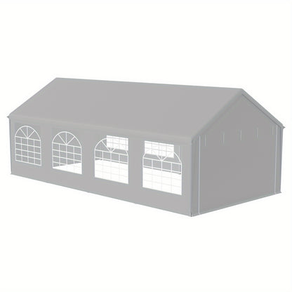 Partytent – Tuinkamer – Feesttent – Evenemententent – Grijze Partytent 4x8 meter – Stevig Gegalvaniseerd Stalen Frame – PE Dak Met Afneembare Zijwanden