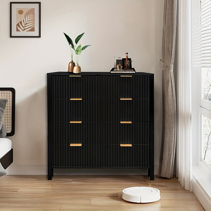 Ladekast – Commode – Kast – Dressoir – Ladeblok – Zwart – 4 Ruime Lades – Duurzaam MDF Met Metaal