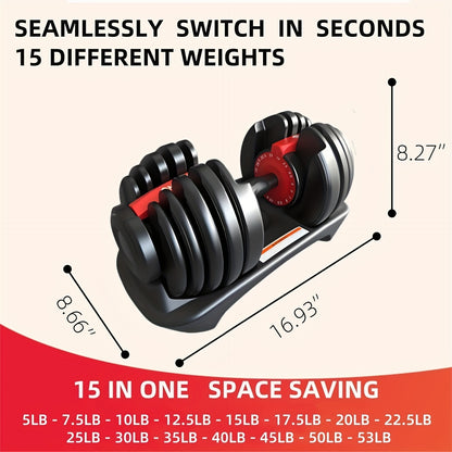 HAKENO 24Kg Adjustable Dumbbell, a Versatile 15-In-1 Weight System with Quick-Change Automatic Adjustments And Weight Plates for Home Fitness.