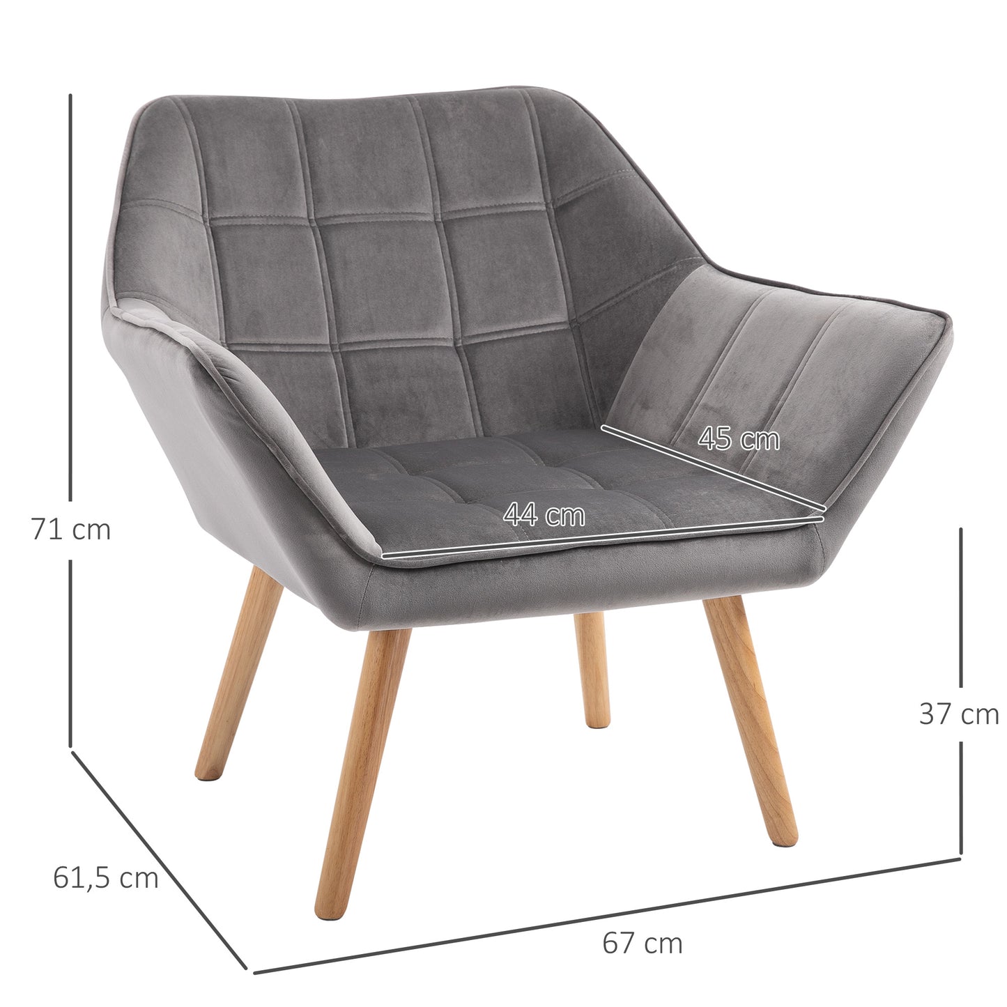 Fauteuil – Loungestoel – Relaxstoel – Accentstoel – Leunstoel – Scandinavisch Design – Fluwelen Bekleding – 67 x 61,5 x 71 cm