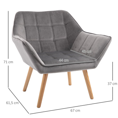 Fauteuil – Loungestoel – Relaxstoel – Accentstoel – Leunstoel – Scandinavisch Design – Fluwelen Bekleding – 67 x 61,5 x 71 cm