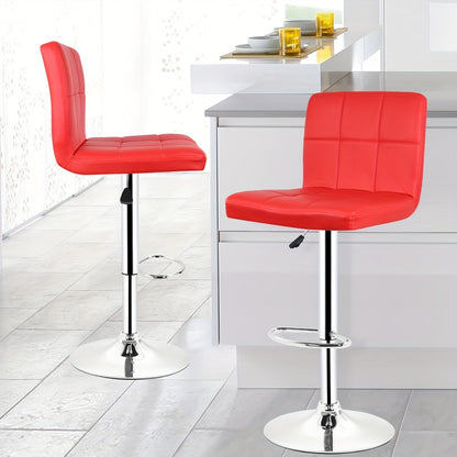 Barkrukken – Barstoelen – Keukenkruk – Stoel – Kruk – Set Van 2 – Verstelbare Zithoogte 92-112 cm – 360° Draaibaar – Ergonomische Rugleuning – Stalen Frame Met Antislipvoet – Rood Kunstleer – Comfortabel & Duurzaam