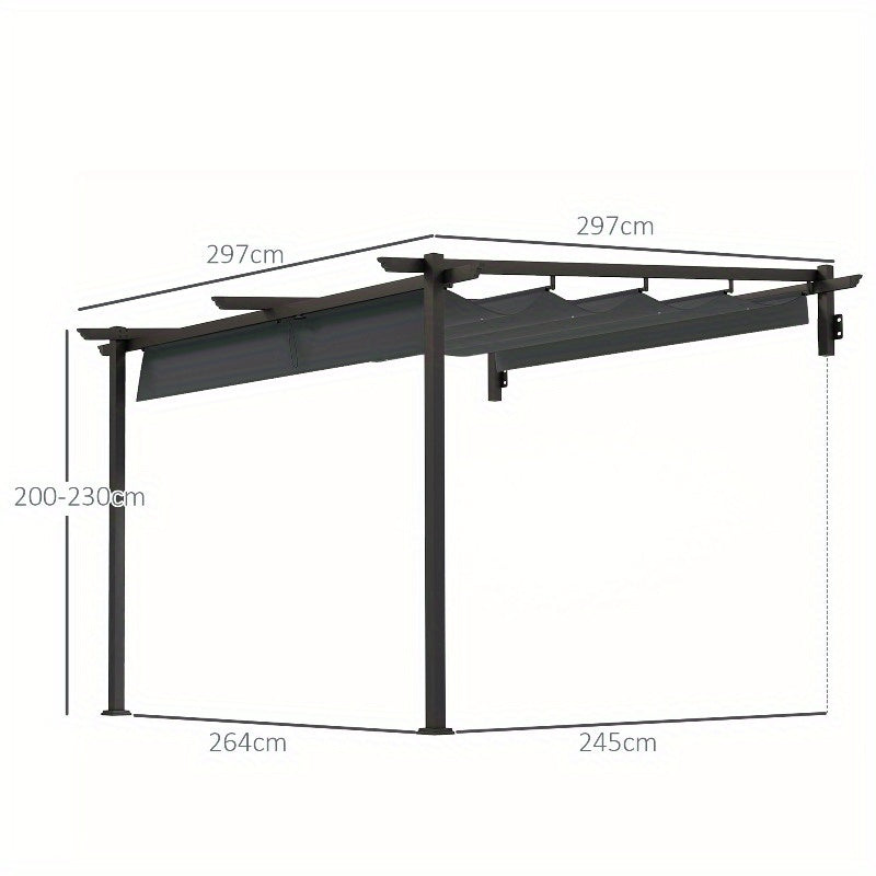 Pergola – Tuinpaviljoen – Terrasoverkapping – Prieel – Overkapping – Verstelbare Zonwering 3 Standen – Stevig Aluminium 3x3m Donkergrijs