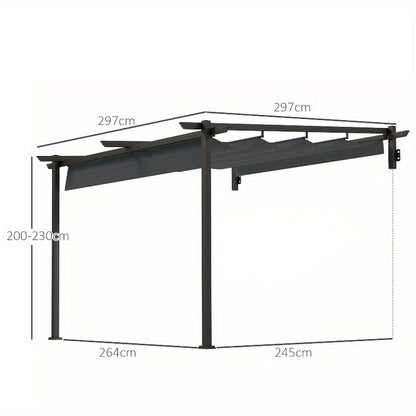 Pergola – Tuinpaviljoen – Terrasoverkapping – Prieel – Overkapping – Verstelbare Zonwering 3 Standen – Stevig Aluminium 3x3m Donkergrijs