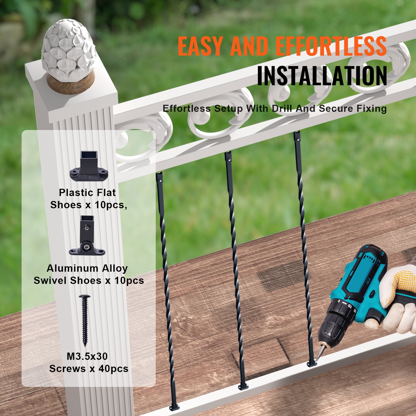 Metalen Balusters Trap – Balustrades Spijlen Leuning Spindels – 10-Delige Set – Gegalvaniseerd Staal – Mat Zwart – 112 cm Lang – Eenvoudig Montagemateriaal Inclusief