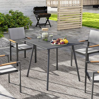 Tuinset Tuintafel Buitenmeubel Balkontafel Terrastafel – 4 Personen – Staal Frame – Weerbestendig & Eenvoudig Schoon Te Maken – 80x80x74 cm – Grijs