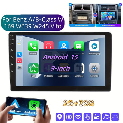 9 Inch Android 15 Autoradio – Car Stereo – 2DIN Head Unit – Multimedia Systeem – Auto DVD Speler – 2GB RAM + 32GB ROM – HD IPS Touchscreen – Draadloze Android Auto