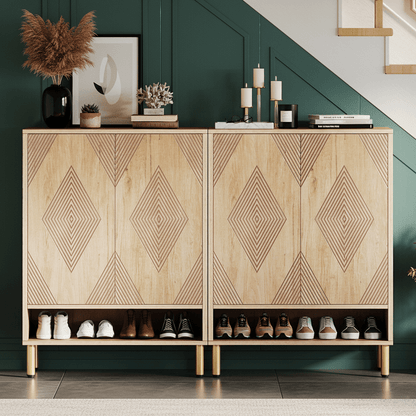 Schoenenkast – Schoenenrek – Schoenenopberger – Schoenenkast – Schoenendisplay – 6-laags met 24 paar capaciteit – Verstelbare planken in eikenlook
