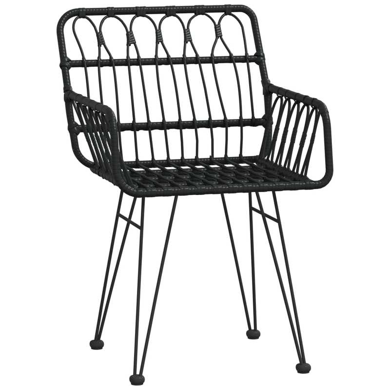Tuinset – Tuinmeubel – Terrasset – Buitenmeubilair – Patio Set – Zwart Poly Rattan – Weerbestendig – 5-Delige Set Met Tafel En 4 Stoelen