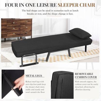 Fauteuilbed – Slaapfauteuil – Relaxstoel – Ligstoel – Logeerbed – Met Memory Foam – Stevig Metalen Frame 150 kg Belastbaar
