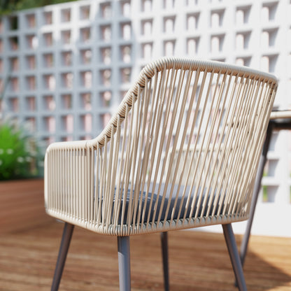 4-persoons tuinset – tuinstoelen – tuinmeubelset – buitenmeubilair – loungeset – PE-rattan met metalen frame – ronde tafel met gehard glas en parasolgat – kussens met afneembare hoezen – compact design chestnut bruin
