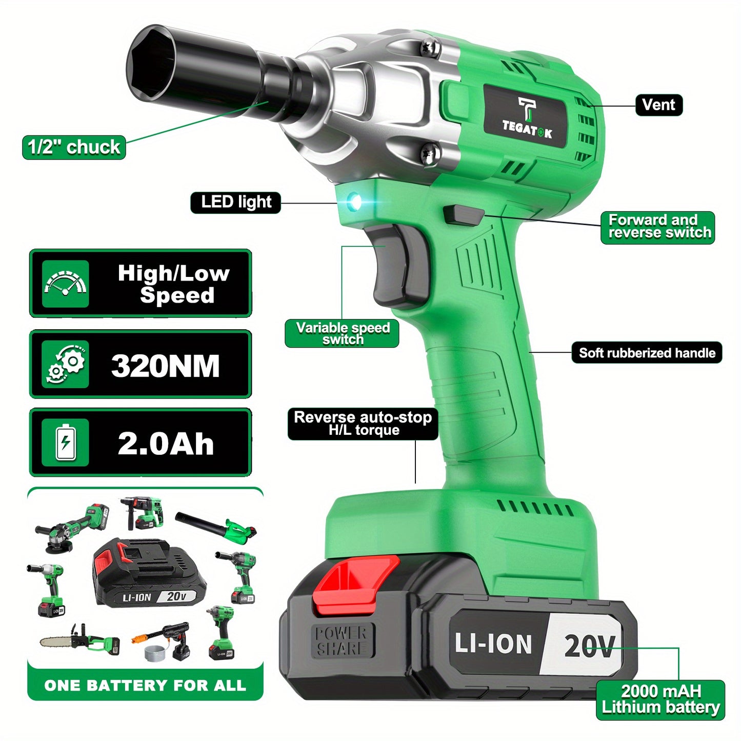Accuboormachine – Slagschroevendraaier – Impact Schroevendraaier – Elektrische Momentsleutel – Draadloze Momentsleutel – 20V Brushless Motor – Snellader + Steeksleutelset & Tas