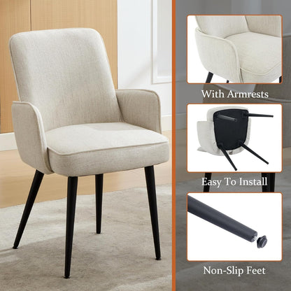 Bezoekersstoel – Vergaderstoel – Eetkamerstoel – Bureaustoel – Stoel met Armleuningen – Zachte Schuimzitkussen – Stevig Metalen Frame – Anti-slip Voeten – Set Van 2 – Zwart