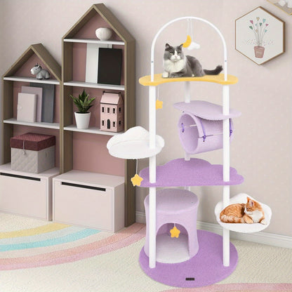 Krabpaal – Kattenboom – Krabmeubel – Kattenhuis – Kattentoren – 158 cm Hoog – Met Kattenhol, Tunnel en Hangend Speelgoed – Stevig Met Metalen Frame