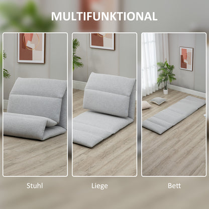 Vloerstol – Zitzak – Gastenmatras – Vloerkussen – Lounge Stoel – Ademend Linnen-Stof – Lichtgrijs – Zonder Elektriciteit