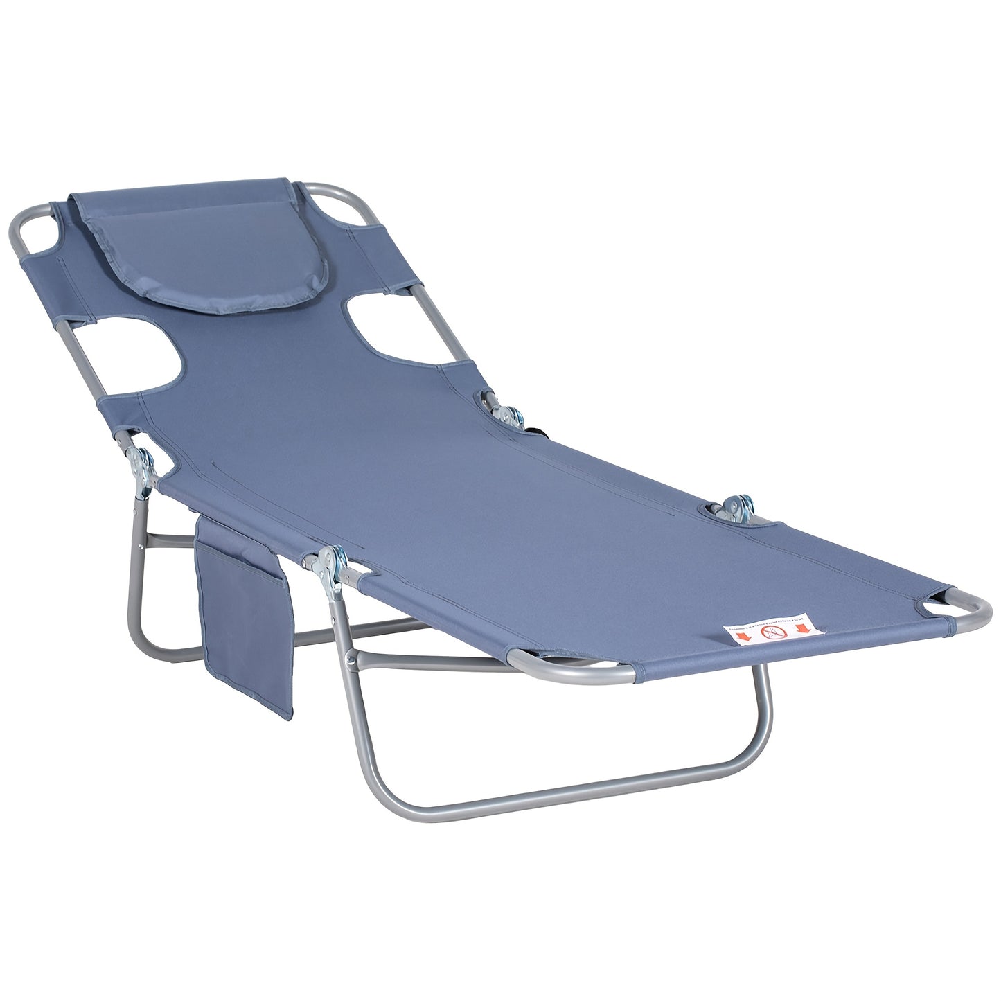 Campingbed – Ligbed – Outdoorbed – Kampeerbed – Klapbed – Verstelbare Rugleuning 5-standen – Inclusief Zonnekap – Max Belasting 120 kg – Grijs