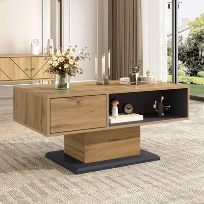 Contemporary Coffee Table with Dual-sided Storage Compartments, Spacious Storage Bays and Additional Built-in Dividers. A Versatile Living Room Table Offering Practical Design for Effortless Organisation and Storage.