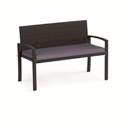 Tuinbank – Buitenbank – Buitenmeubel – Loungebank – Zitbank – Wicker – 2-zits – Weerbestendig PE Rattan – Stevig Metalen Frame – Inclusief Afneembare Kussens