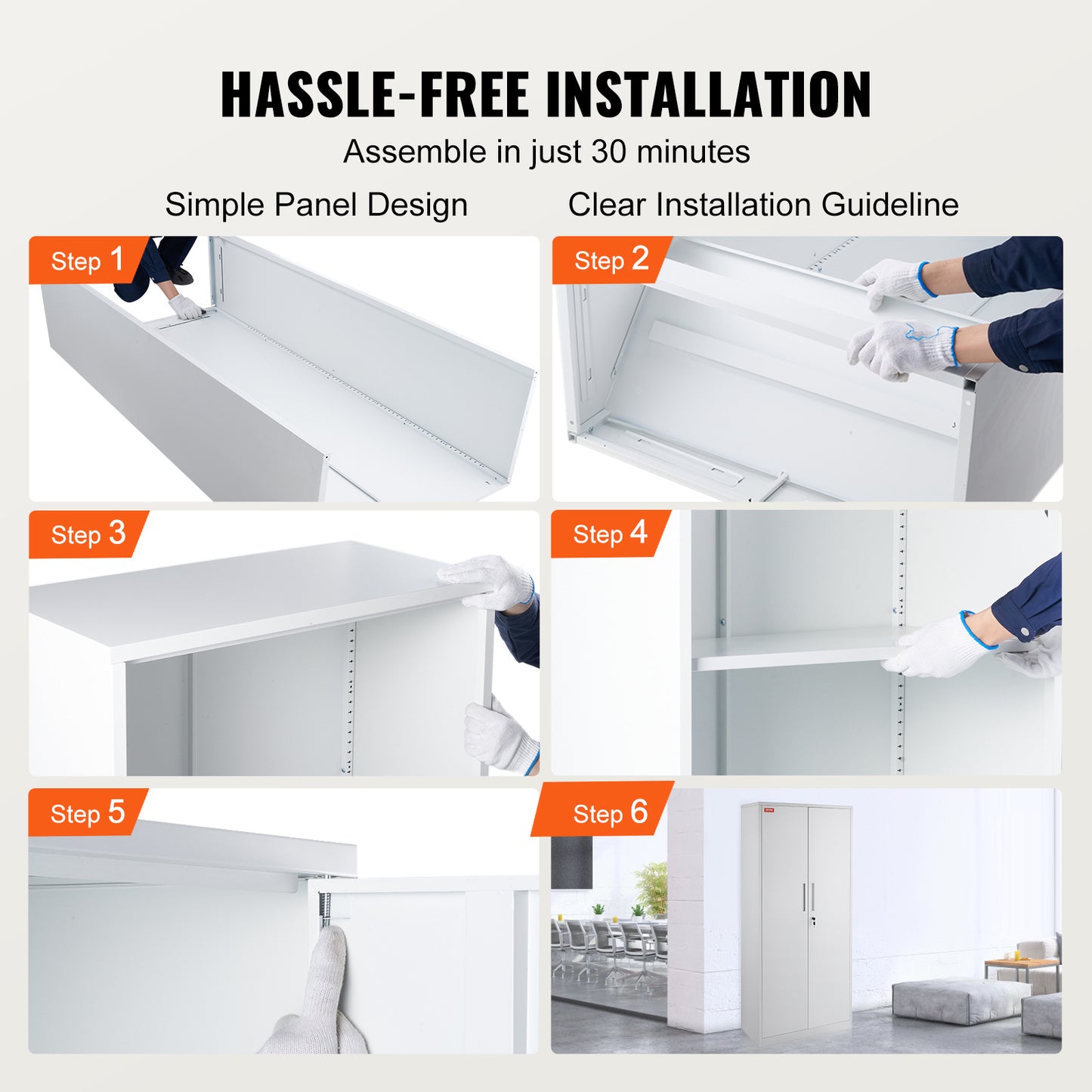 Opbergkast Staal – Metalen Kast – Opbergrek – Stellingkast – Bergkast – 5 Planken Verstelbaar – Slot Met 3 Sleutels – Wit