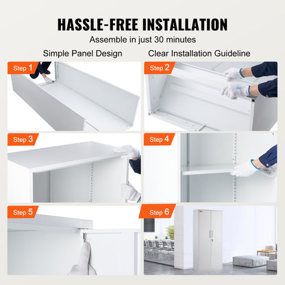 Opbergkast Staal – Metalen Kast – Opbergrek – Stellingkast – Bergkast – 5 Planken Verstelbaar – Slot Met 3 Sleutels – Wit