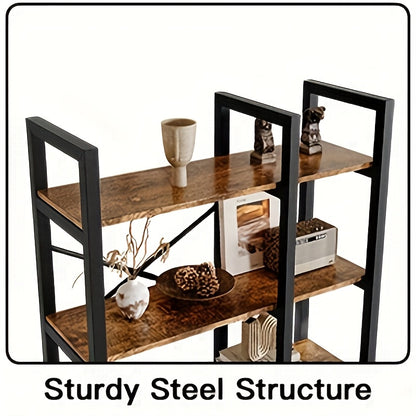 Boekenplank – Boekenrek – Wandplank – Wandrek – Opbergplank – 5-laags – Hout en Metalen Frame – Stevig en Compact – Makkelijk te Monteren