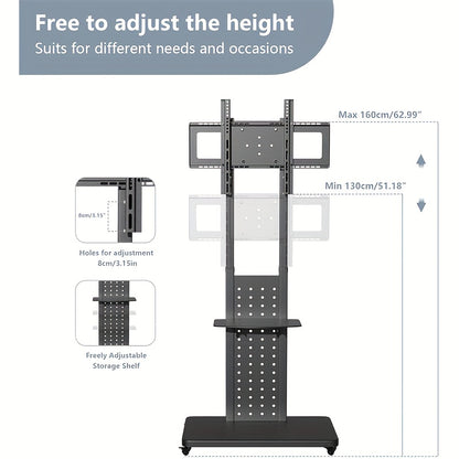 TV Stand – TV Meubel – TV Beugel – TV Wagen – Mobiele TV Standaard – Verstelbare Hoogte – Draaiend Met Remmen