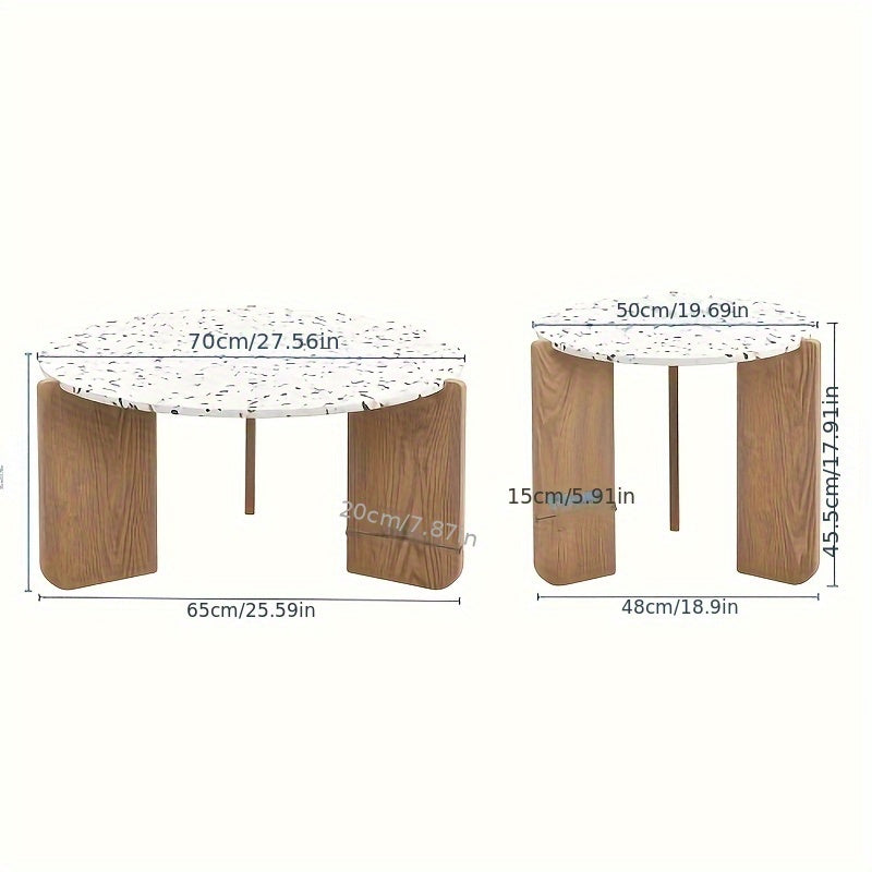 Bamboe Salontafel – Bijzettafel – Side Table – Balkon Tafeltje – Witte Set van 2 – Duurzaam Bamboo Materiaal – Geen Montage Nodig