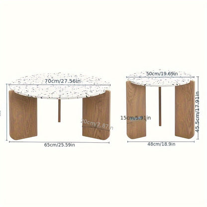 Bamboe Salontafel – Bijzettafel – Side Table – Balkon Tafeltje – Witte Set van 2 – Duurzaam Bamboo Materiaal – Geen Montage Nodig