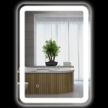 Bathroom Mirror, Illuminated, Touch Control, Fog-Free, Dimmable, 3 Light Colors, 50X70, Silvery
