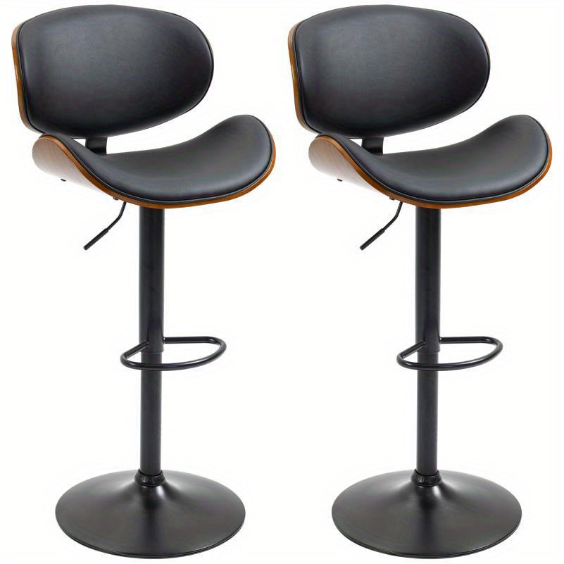 Verstelbare Barkrukken – Barkruk Set – Keukenstoelen – Barstoelen – Draaistoelen – Verstelbare Hoogte 53-112 cm – Zitting van Synthetisch Leer – Zwart Stalen Frame