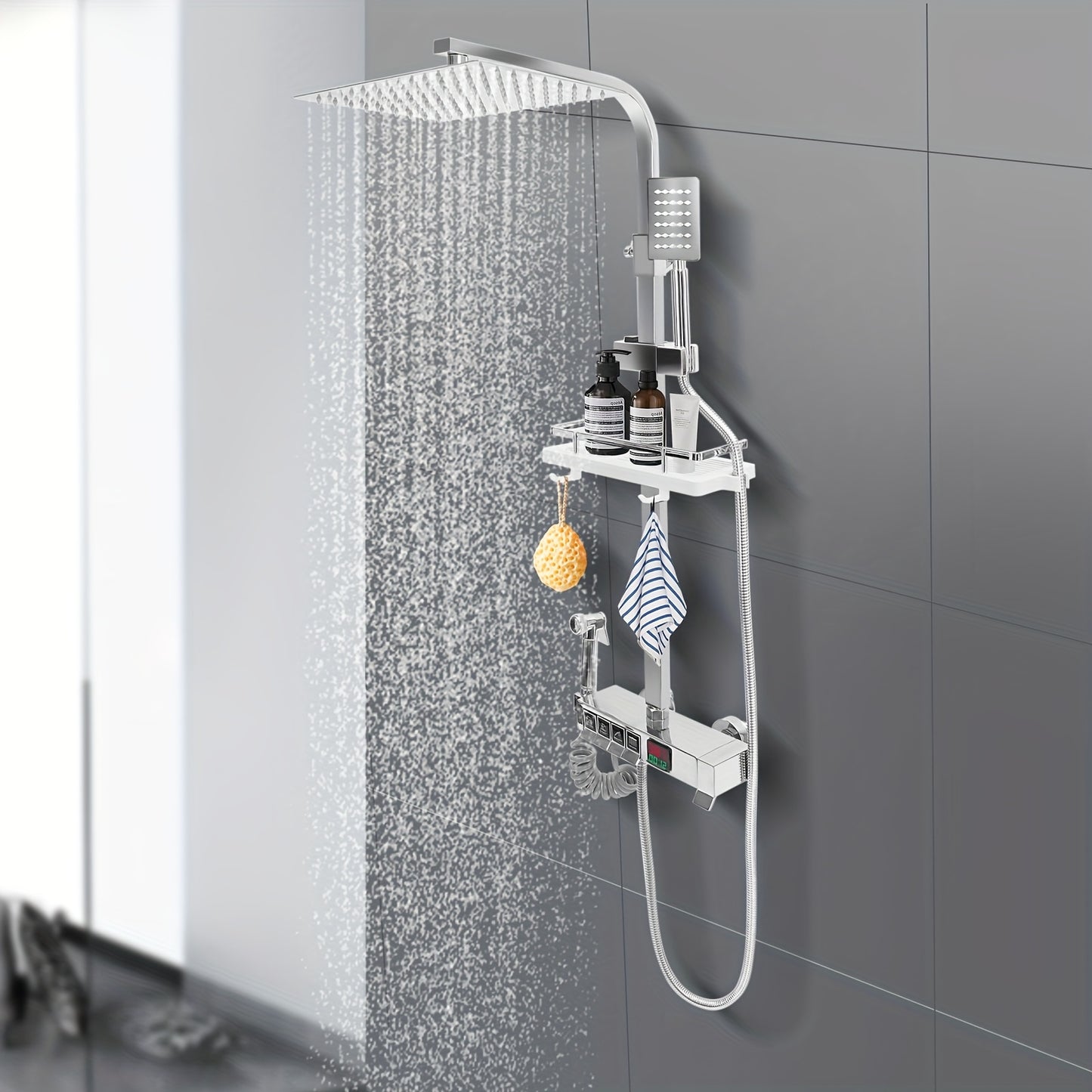 Doucheset – Regendouche – Thermostaatkraan – Handdouche – Badkraan – Thermostatische Temperatuurregeling – Roestvrij Staal