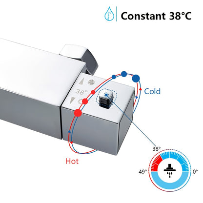 Thermostatische Douchekolom – Douchepaneel – Regendouche – Handdouche – Buitendouche – Zilverkleurig – Grote Regendouche 25,4 cm – Corrosiebestendige Afwerking