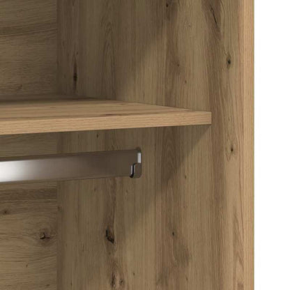 Kledingkast – Kledingrek – Garderobekast – Kledingopberger – Kledingmeubel – Bewerkt Hout – Compact 100x50x200 cm – Freestanding & Lichtgewicht