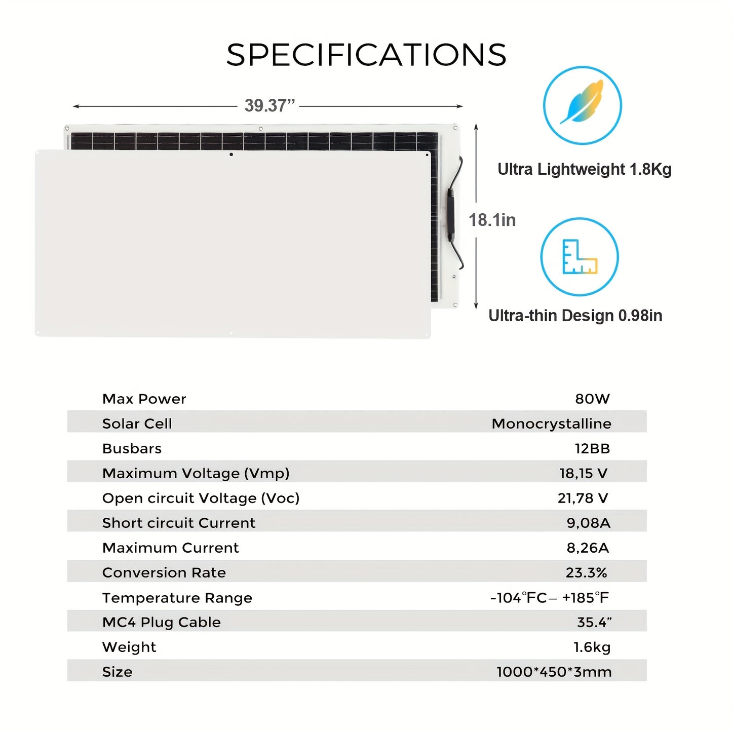 Flexibele Zonnepanelen – Buigbare Zonnecel Panelen – Zonnepaneel Set – Solar Module – 4x 80W 320W Totaal – Monokristallijn – Hoog Rendement – Lichtgewicht – Weerbestendig – 12V/24V Compatible