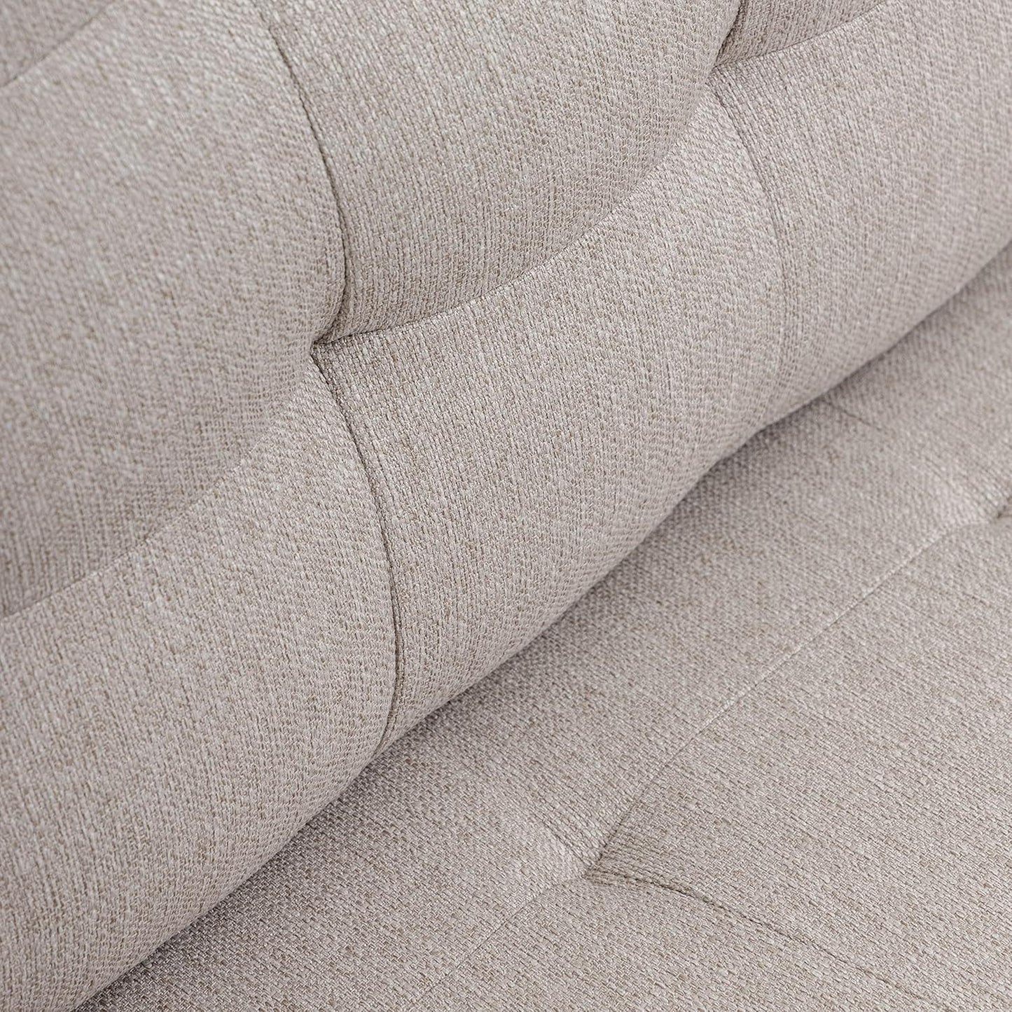Bankstel – 3-Zitsbank – Sofa – Zitbank – Woonkamerbank – Beige Stof – Ademend Katoen – Houten Frame – Comfortabel & Duurzaam