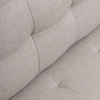 Bankstel – 3-Zitsbank – Sofa – Zitbank – Woonkamerbank – Beige Stof – Ademend Katoen – Houten Frame – Comfortabel & Duurzaam